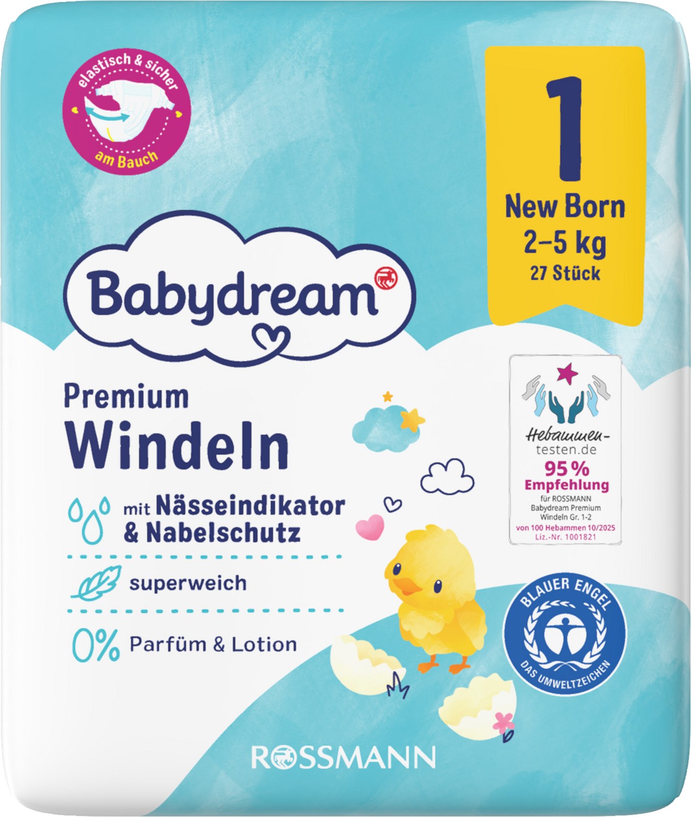 Babydream (Rossmann) Babydream Premium Windeln Gr. 1 New Born, 27 pack, 2–5 kg