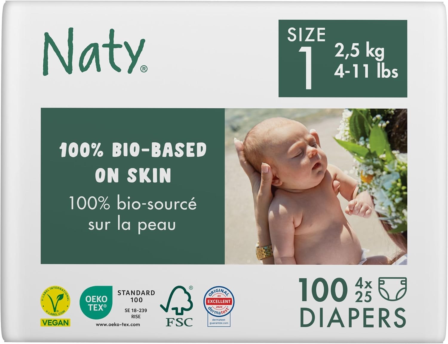 Naty Eco by Naty size 1, 2–5 kg, 4 × 25 (100 nappies)