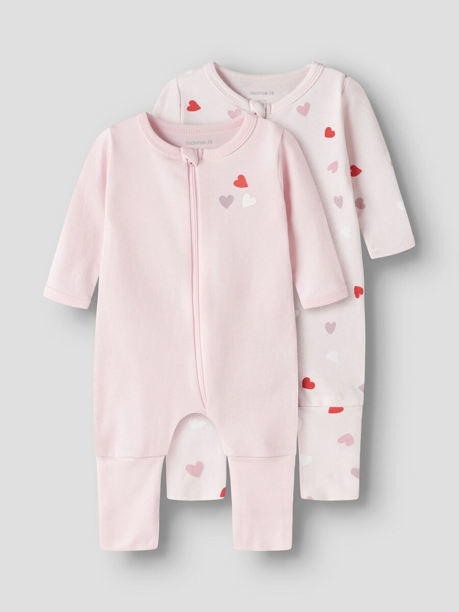 NAME IT zip sleepsuits, hearts, 2-pack