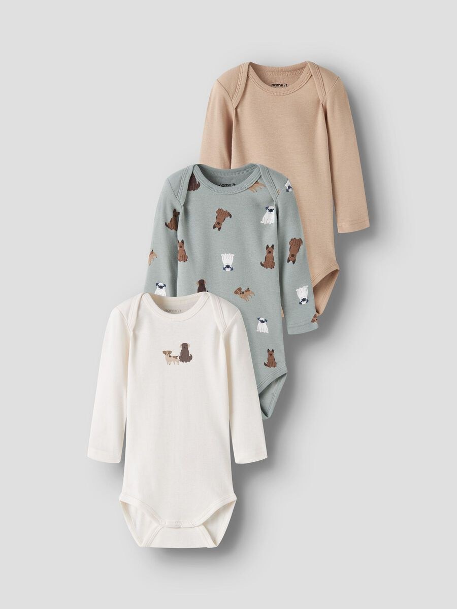 NAME IT long-sleeve bodysuits, animal print, 3-pack