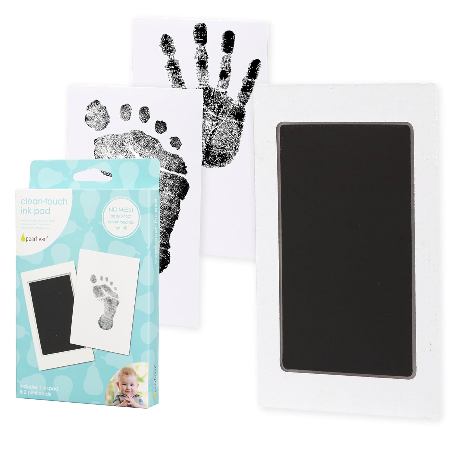 Pearhead Clean-Touch Ink Pad Kit, Black, 2 Uses